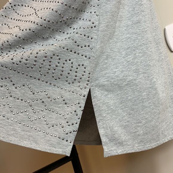 Banana Republic gray cotton blend beaded top size L - Picture 4 of 12